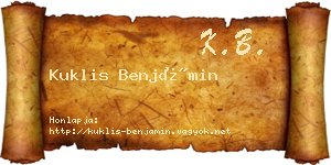 Kuklis Benjámin névjegykártya