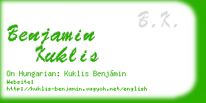 benjamin kuklis business card